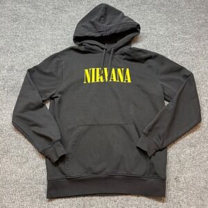Nirvana Hoodie Mens Medium Black Smiley Graphic Band Pullover Divided Grunge